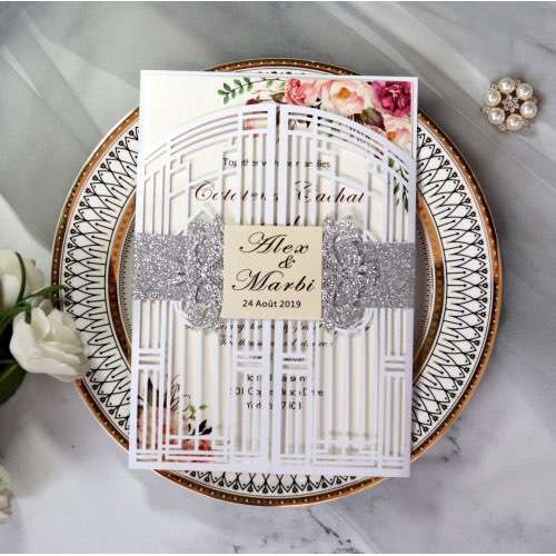 Modern Invitation Card Wedding Card Design Laser Cut Marriage Invitation Rectangle